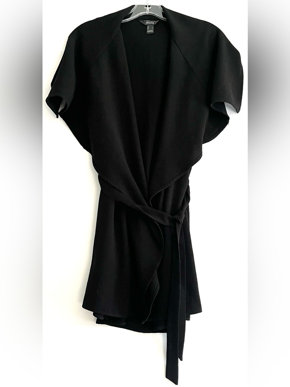Black Drape Front Belted Vest | Dark Academia Minimalist
